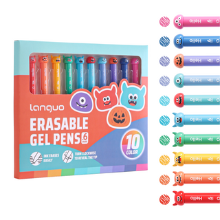 Languo 10 Colors Erasable Gel Pens, 0.6mm Fine Tip – Cute Little Monster Series