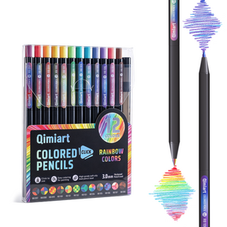 Languo x Qimiart Retractable Colored Pencils with Sharpener – 12 Rainbow Colors