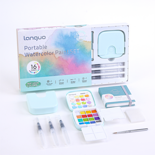 Languo 16 Colors Portable Watercolor Paint Set - Macaron Colors