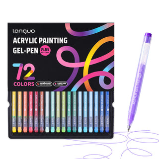 PLUS Acrylic Gel Pens for Coloring, 72 Colors Set 3D Acrylic Paint Pens - Upgraded Nib