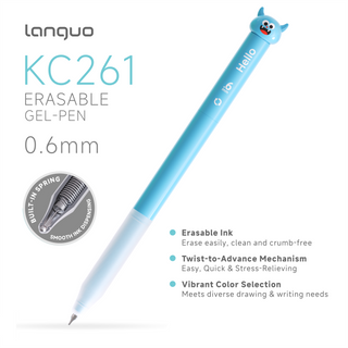 Languo 10 Colors Erasable Gel Pens, 0.6mm Fine Tip – Cute Little Monster Series