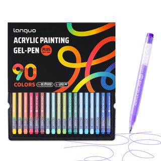 PLUS Acrylic Gel Pens for Coloring, 90 Colors Set 3D Acrylic Paint Pens - Upgraded Nib