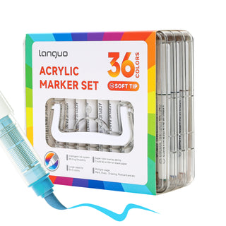 36 Colors Acrylic Paint Markers Pens Set, Soft Brush Tip Markers with Case