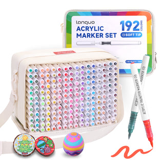 192 Colors Acrylic Paint Markers, Soft Brush Tip Marker Pens Set with Marker Bag