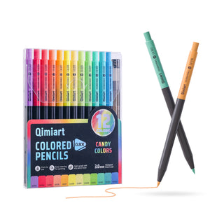 Languo x Qimiart Retractable Colored Pencils with Sharpener – 12 Candy Colors