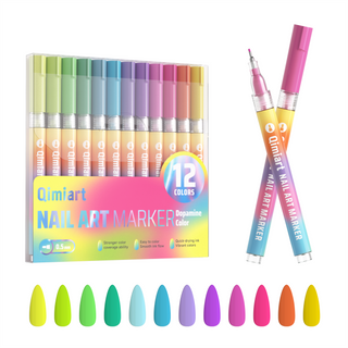 Languo x Qimiart - Feutres acryliques pour nail art, 12 couleurs - Dopamine Color