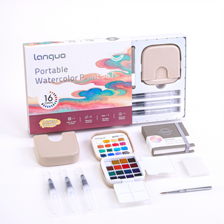 Languo 16 Colors Portable Watercolor Paint Set - Chinese Colors