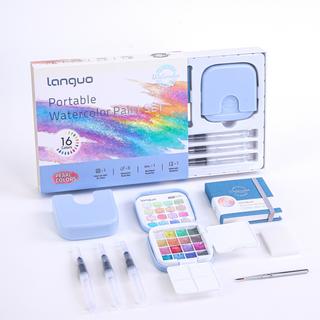 Languo 16 Colors Portable Watercolor Paint Set - Pearl Colors