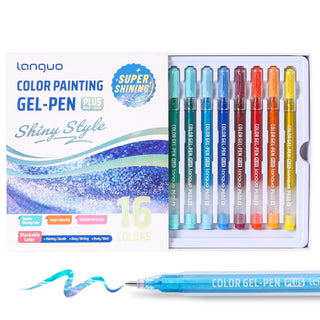 Glitter Gel Pens for Coloring, 16 Colors Double Shining Glitter Gel Pens Colored Set