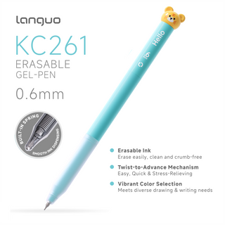 Languo 10 Colors Erasable Gel Pens, 0.6mm Fine Tip – Cute Little Animals Series