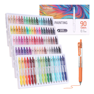 Retractable Acrylic Gel Pens, 90 Colors Set Click Acrylic Paint Pens for Coloring