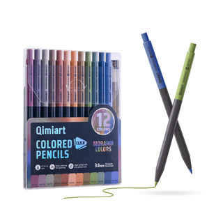 Languo x Qimiart Retractable Colored Pencils with Sharpener – 12 Morandi Colors