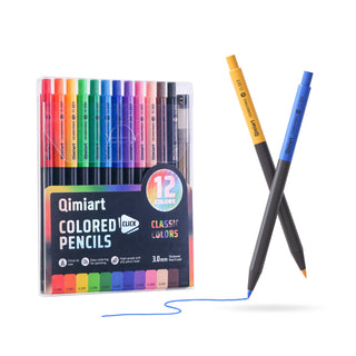 Languo x Qimiart Retractable Colored Pencils with Sharpener – 12 Classic Colors