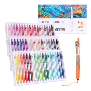 Retractable Acrylic Gel Pens, 54 Colors Set Click Acrylic Paint Pens for Coloring