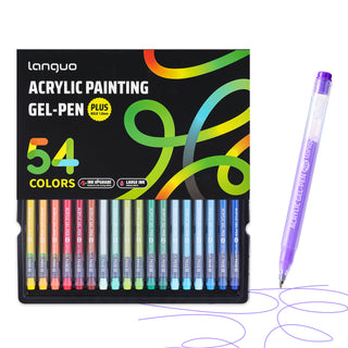 PLUS Stylos gel acryliques pour coloriage, ensemble de 36 couleurs, stylos de peinture acrylique 3D - Pointe améliorée