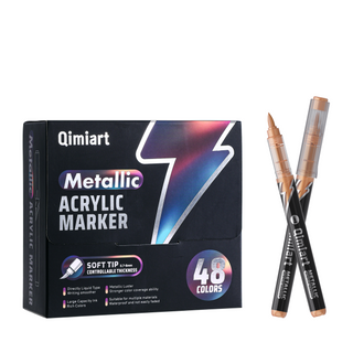 Languo x Qimiart, coffret de 48 marqueurs de peinture acrylique métallisée à pointe pinceau