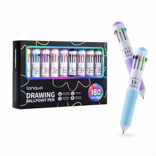 Languo 180 Colors Ballpoint Pen, 18PCS 10-in-1 Multicolor Pen Set