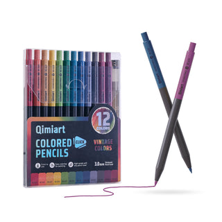 Languo x Qimiart Retractable Colored Pencils with Sharpener – 12 Vintage Colors