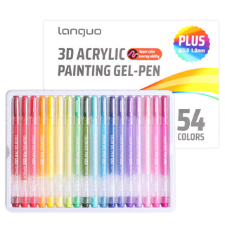 PLUS Acrylic Gel Pens for Coloring, 54 Colors Set 3D Acrylic Paint Pens