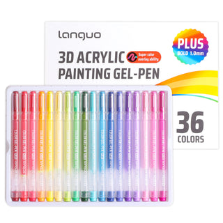 PLUS Acrylic Gel Pens for Coloring, 36 Colors Set 3D Acrylic Paint Pens
