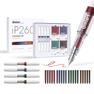 Languo x Qimiart 4 Colors Fountain Pens with Ink Cartridges - Classic Colors