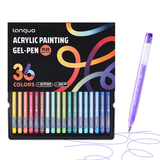 PLUS Acrylic Gel Pens for Coloring, 36 Colors Set 3D Acrylic Paint Pens - Upgraded Nib