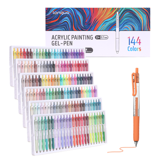 Languo Retractable Acrylic Gel Pens, 0.7mm Medium Tip - 144 Colors Set