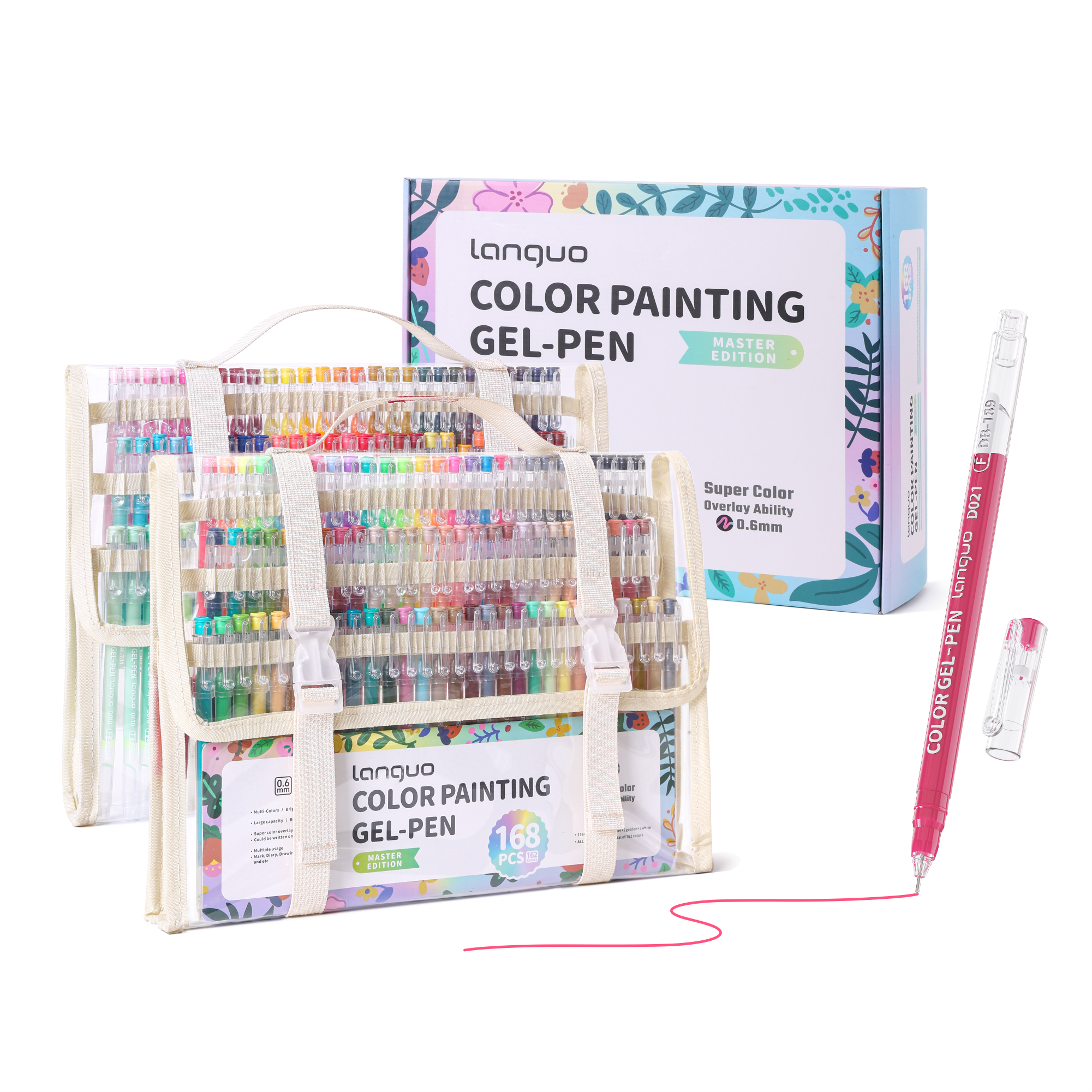Languo 168Pcs/162 Colors Acrylic Gel Pen Set for Coloring, Art & Schoo