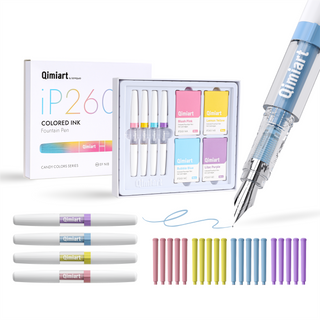 Languo x Qimiart 4 Colors Fountain Pens with Ink Cartridges - Candy Colors