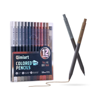 Languo x Qimiart Retractable Colored Pencils with Sharpener – 12 Taupe Brown