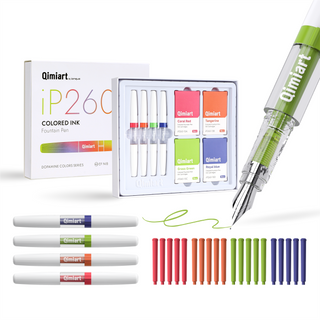 Languo x Qimiart 4 Colors Fountain Pens with Ink Cartridges - Dopamine Colors
