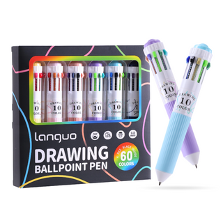 Languo 60 Colors Ballpoint Pen, 6PCS 10-in-1 Multicolor Pen Set