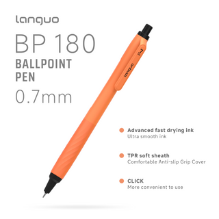 Languo 12 Pcs Ballpoint Pens, Soft Grip, 0.7mm,  Black Ink - Dopamine Colors