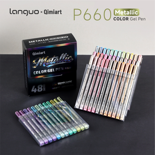 Stylos gel métalliques 48 couleurs Languo x Qimiart