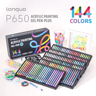 Languo PLUS Acrylic Gel Pens, 1.0mm Bold Tip - 144 Colors Set