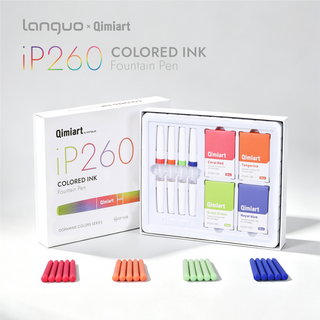 Languo x Qimiart 4 Colors Fountain Pens with Ink Cartridges - Dopamine Colors