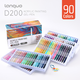 PLUS Stylos gel acryliques pour coloriage, ensemble de 90 couleurs, stylos de peinture acrylique 3D - Pointe améliorée