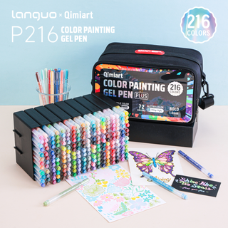 Languo x Qimiart 216 Farben Gelstifte, 144 Acrylfarben + 72 Glitzerfarben