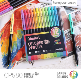 Languo x Qimiart Retractable Colored Pencils with Sharpener – 12 Candy Colors