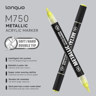 48 Colors Metallic Acrylic Paint Markers, Dual Tip Acrylic Metallic Markers Set (Brush & Fine)