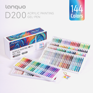 Languo Retractable Acrylic Gel Pens, 0.7mm Medium Tip - 144 Colors Set