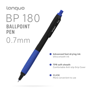 Languo 48 Pcs Ballpoint Pens, Black & Blue Ink, Soft Grip, 0.7mm