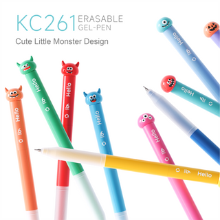 Languo 10 Colors Erasable Gel Pens, 0.6mm Fine Tip – Cute Little Monster Series