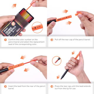 Languo x Qimiart 24 Pcs Retractable Colored Pencil Refills – 12 Colors