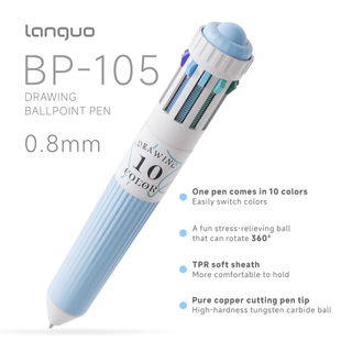 Languo 180 Colors Ballpoint Pen, 18PCS 10-in-1 Multicolor Pen Set