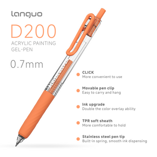 Languo 6 Colors Retractable Acrylic Gel Pens for Coloring