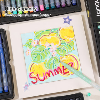 PLUS Bolígrafos de gel acrílico para colorear, set de 54 colores, bolígrafos de pintura acrílica 3D - Punta mejorada