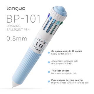 Languo 60 Colors Ballpoint Pen, 6PCS 10-in-1 Multicolor Pen Set