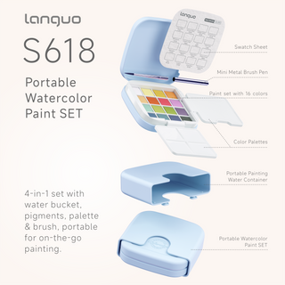 Languo 16 Colors Portable Watercolor Paint Set - Macaron Colors