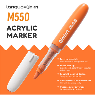 Languo x Qimiart 48 Colors Washable Acrylic Markers for Kids, Direct-ink System